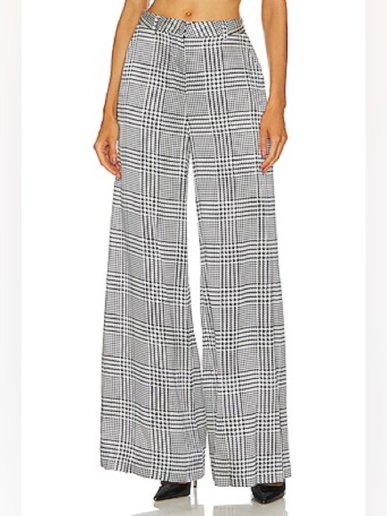 L'AGENCE Pants - L'AGENCE Black & White Houndstooth Plaid Wide-Leg Pants in Size 10